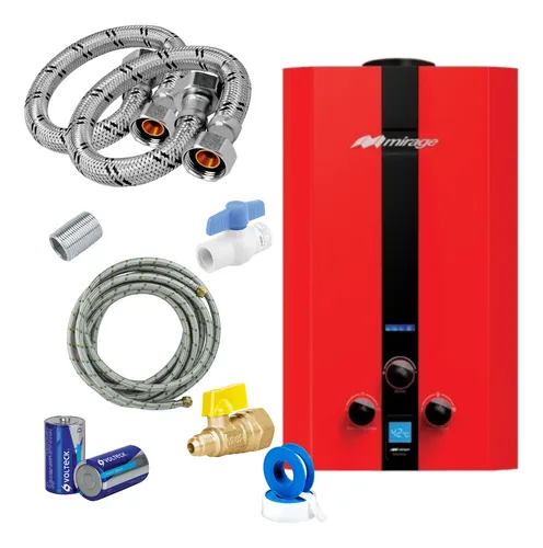 comprar Boiler De Paso Mirage Flux Rojo 10lts Con Kit De Instalacion