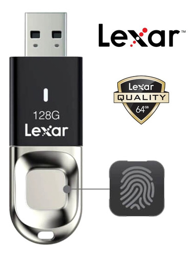 Lexar Pendrive 128gb Fingerprint F35 - Lector De Huellas