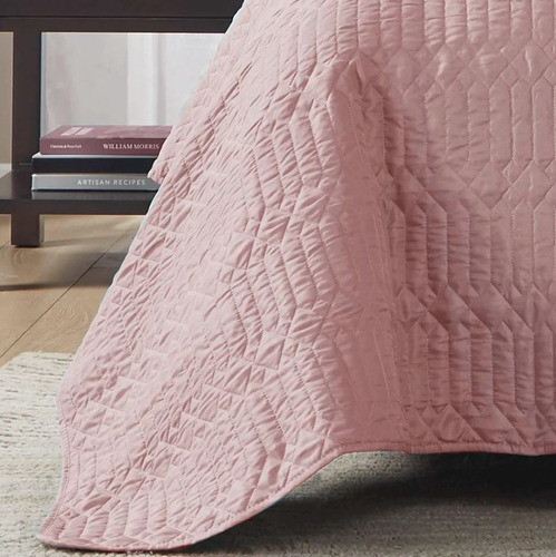 Cobre Leito Queen 3 Pçs Celeste Dupla Face Percal 300 Fios Cor Rosa