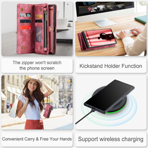 B Funda De Piel Con Tapa For Samsung Galaxy S22 Ultra