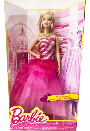 Boneca Barbie Pink & Fabulous Vestido Longo Festa Mattel com o