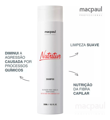 Shampoo Nutritive Macpaul 300ml Repõe Lipídios E Nutrientes