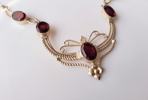 Imagen 5 de 7 de Cadena, Gargantilla, Collar En Plata 925 Y Granates