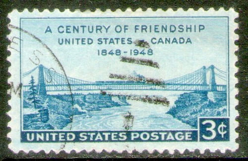 Estados Unidos Sello 100° Amistad Canadá-ee.uu.= Puente 1948