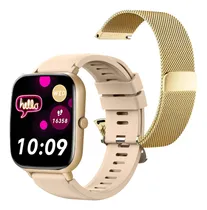Comprar Reloj Inteligente Mujer Smartwatch Smartbit Bit 1 Active Dorado Cuadrado Deportivo Llamadas Mensajes Elegante Compatible Con Android E Ios Doble Malla