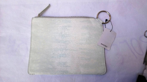 Mng Mango Clutch Bolsa De Mano Blanca