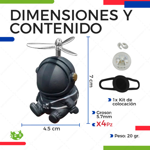 Decoración Creativa Astronauta Bicicleta Motocicleta 4 Pzas Diseño Astronauta negro 4pz