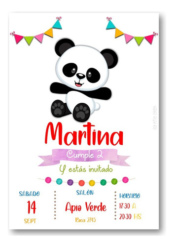 Invitación Digital Personaliz Osito Panda #19 Imprimible Oso