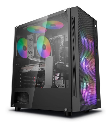 Gabinete Gamer Deepcool Matrexx 55 Mesh 4 Fans Rgb Templado Color Negro