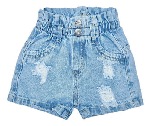 Short De Jean Mini Ánima Celeste Con Roturas Bebé Denim