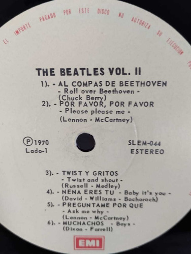 Lp Disco De Acetato De The Beatles Vol: 2 (Usado)