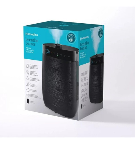 Humidificador Ultrasonico Homedics De Lujo Con Control Color Negro