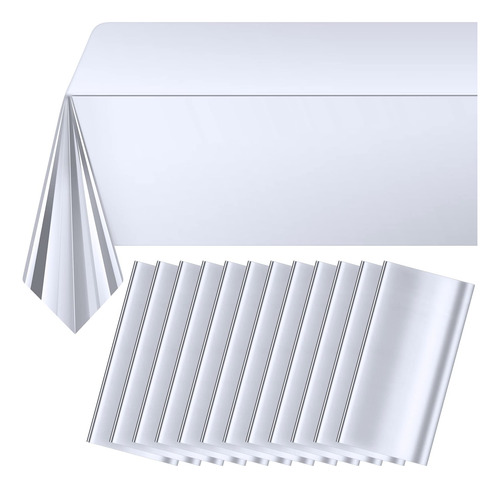 12 Mantel Plastico Aluminio Plateado Rectangular Brillante