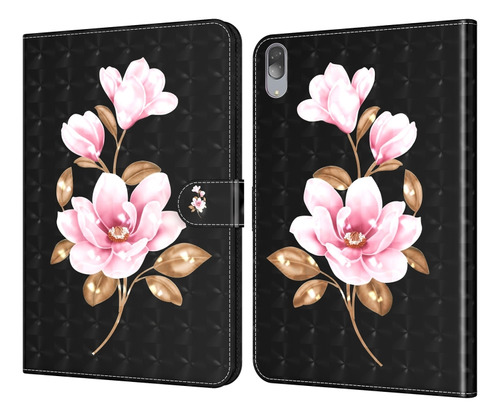 Funda De Cuero Negro Con Forma De Flor Para Lenovo Tab P11 P