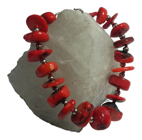 Pulsera Discos De Coral Rojo -ps1319