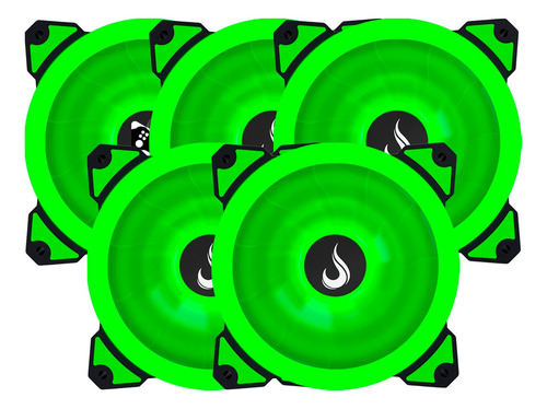 Kit 5 Un Cooler Fan Rise Mode Galaxy G1 Led Verde 120mm