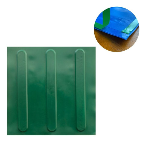 Kit 10 Pçs Piso Tátil Pvc 25x25 Direcional Verde Adesivado