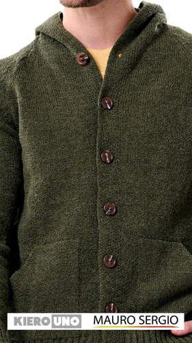 Imagen 3 de 8 de Cárdigan Lana Hombre Tejido Saco Campera Con Capucha Sweater