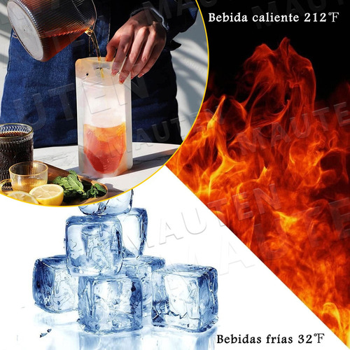 100 Bolsas Y Pajitas De Bebida Reutilizables Translúcidas