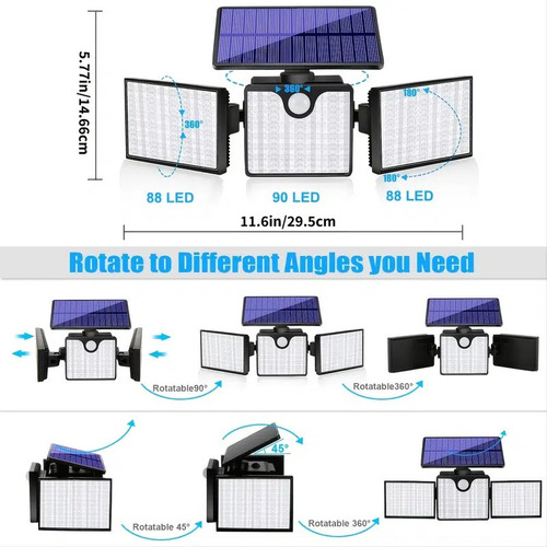 Luz Solar 230 Leds Lámpara Solar De Pared Sensor De Presenci