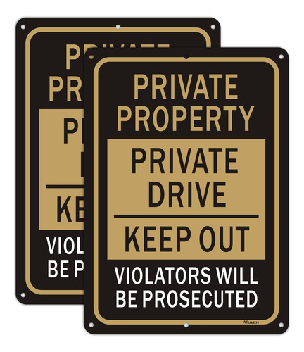 2 Señal Privada Texto Ingl «private Drive Keep Out» 10.0 X