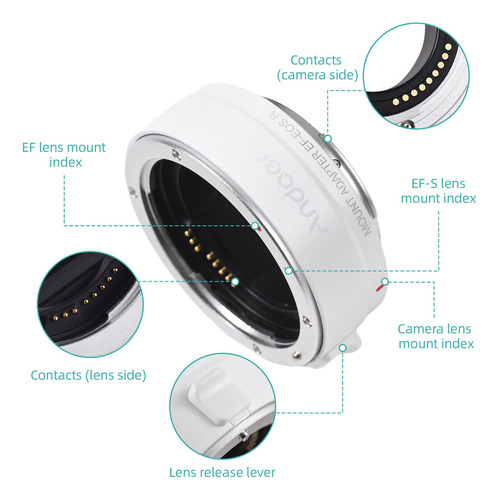 Adaptador De Lente De Cámara Focus Auto Ef-eosr Andoer Rf, M