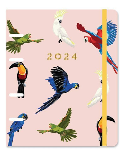Planner Argolado 2024 - Cícero - Pássaros Semanal A6 Rosa