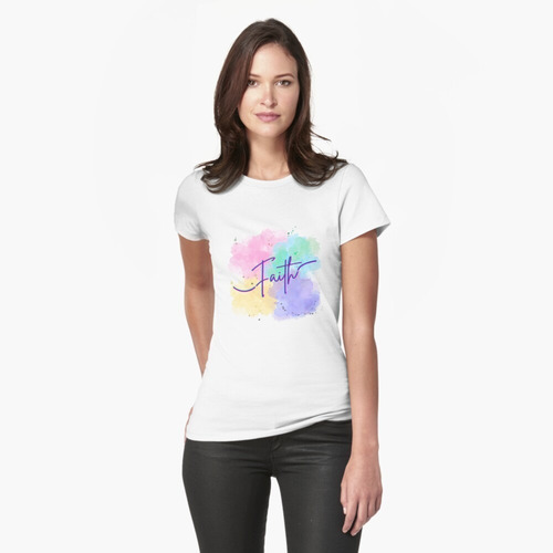 Imagen 3 de 4 de Camiseta Estampada Blusa Mujer Palabra Love Faith Flor D Lis