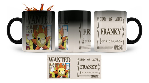 Taza Mágica Recompensas Mugiwaras One Piece 325ml Franky Negro Mate Franky