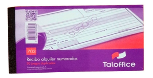 Talonarios 5 Unidades Taloffice Recibo Alquiler 50 H 703