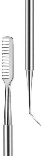 Espátula Isolador Cilios Lash Lifting Com Pente Profissional Cor Prata