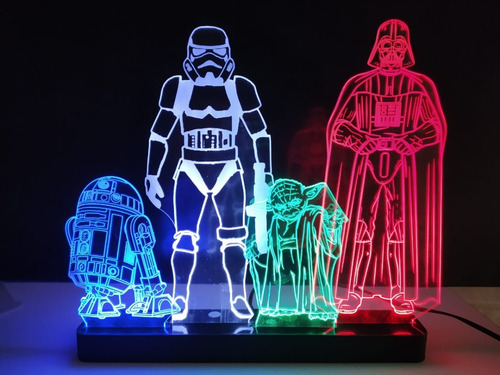 Imagem 1 de 1 de Abajur Luminária Personagens Starwars 25cm Com Faixa