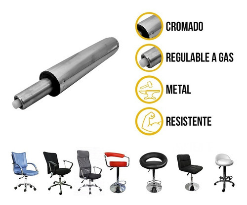 Repuesto Silla Oficina Cilindro Altura Estándar Cromado Aaa