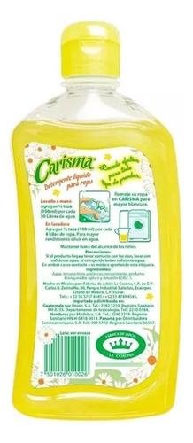 Detergente Liquido Carisma 6 Piezas De 500 Ml C/u