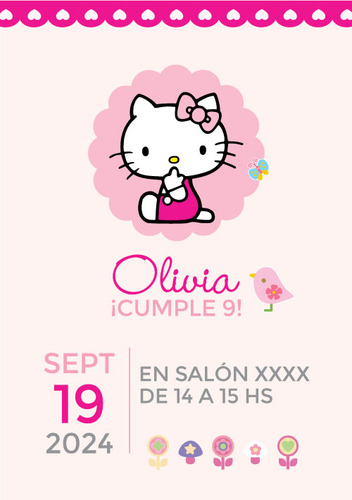 Kit Imprimible Invitación Digital Hello Kitty Personalizada
