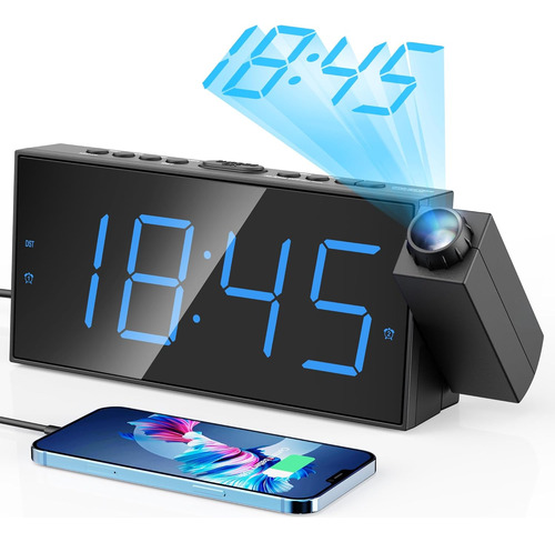 Reloj Despertador Digital Con Proyector Led Para Dormitorio