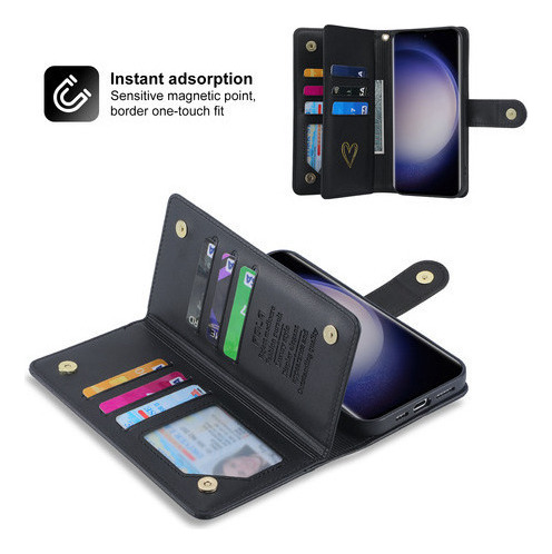 Jing Funda De Piel Tipo Cartera Con Cremallera Para Samsung