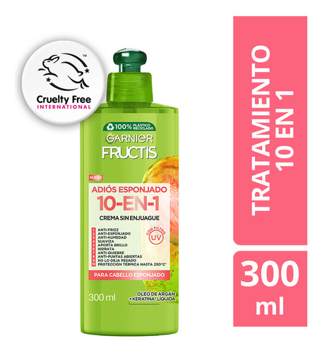 Crema Para Peinar 10 En 1 Fructis Adiós Esponjado 300 Ml