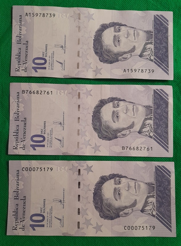 3 Billetes De 10 Bolivares Digital, Los Tres Diseños Emitido