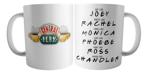 Taza Friends Serie Tv 90 Central Perk Personajes Joey Tribbiani Rachel Green Phoebe Buffay Monica Ross Geller Chandler