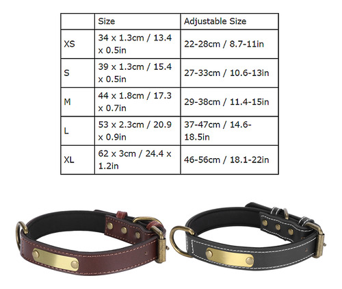 Collar De Perro Acolchado De Cuero Con Grabado De Nombre Per
