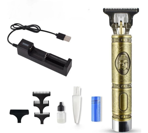 Maquininha De Cortar Cabelo Profissional Dourada Faz Pezinho Cor Buda 110V/240V