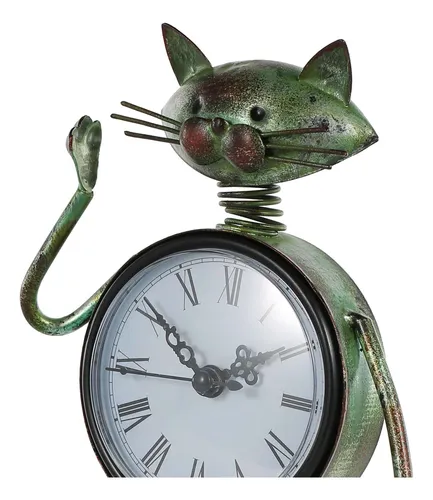 Reloj Vintage Hecho A Mano Con Forma De Gato, Figura De Meta