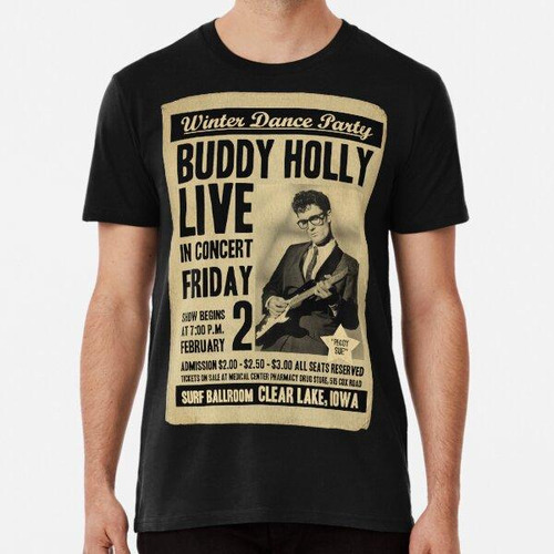 Remera Cartel De Concierto De Buddy Holly. Algodon Premium