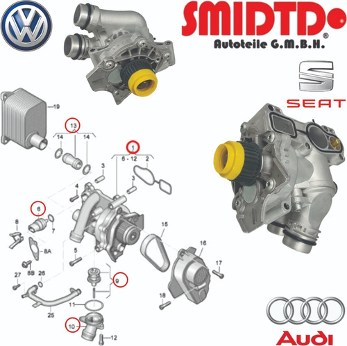 Bomba Agua Completa Aluminio Y Brida Vw Gti 2.0 Tsi 13-17