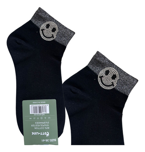 5 Pares De Calcetines Tines Diseño Único Moda Con Piedras Happy Face 36-41