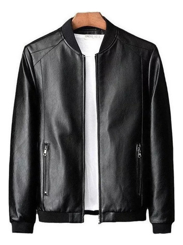 Chaqueta  Cuero Para Hombre Tendencia  Cuello  Talla Grande