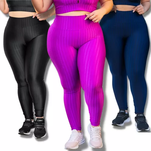 Kit C/ 3 Calças Leg 3d Poliamida Legging Feminina Fit Barato