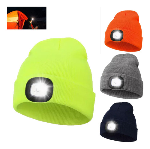 Gorra De Linterna Clásica Tejida Con Puños Con Lámpara