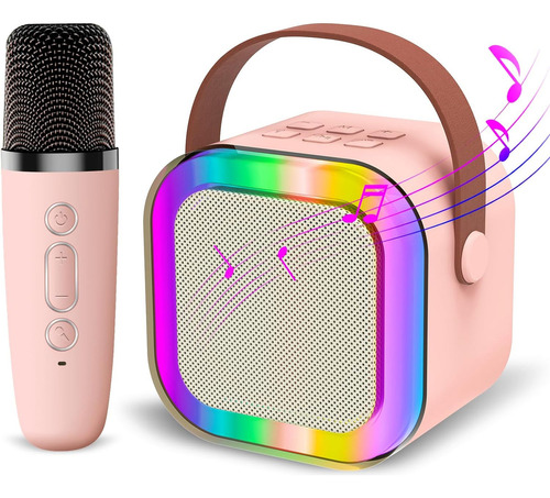 Mini Parlante Con Microfono Efectos De Sonidos Luz Led Color Color Rosa